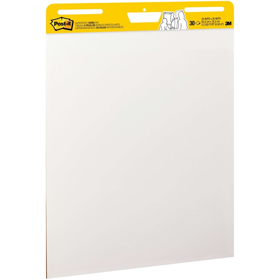 Post-it® Super Sticky Easel Pad - 30 Sheets - Plain - Stapled - 18.50 lb  Basis Weight - 25 x 30 - White Paper - Self-adhesive, Repositionable,  Resist Bleed-through, Removable, Sturdy Back, Cardboard Back - 4 / Carton -  Servmart